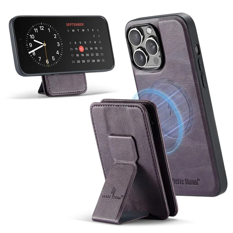 FIERRE SHANN 028 Style For iPhone 16 Pro Max Case Magnetic Detachable Card Slots Leather Back Cover