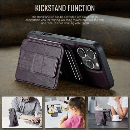FIERRE SHANN 028 Style For iPhone 16 Pro Max Case Magnetic Detachable Card Slots Leather Back Cover