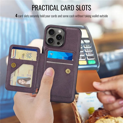 FIERRE SHANN 028 Style For iPhone 16 Pro Max Case Magnetic Detachable Card Slots Leather Back Cover