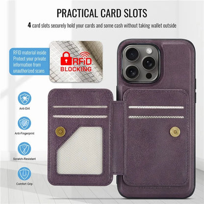 FIERRE SHANN 028 Style For iPhone 16 Pro Max Case Magnetic Detachable Card Slots Leather Back Cover