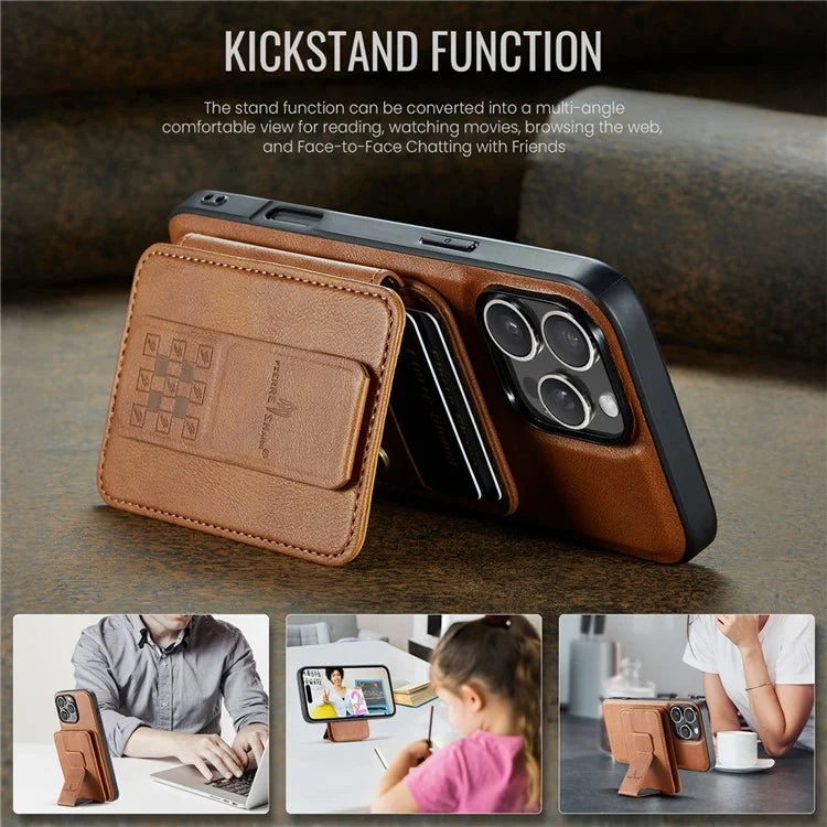 FIERRE SHANN 028 Style For iPhone 16 Pro Max Case Magnetic Detachable Card Slots Leather Back Cover