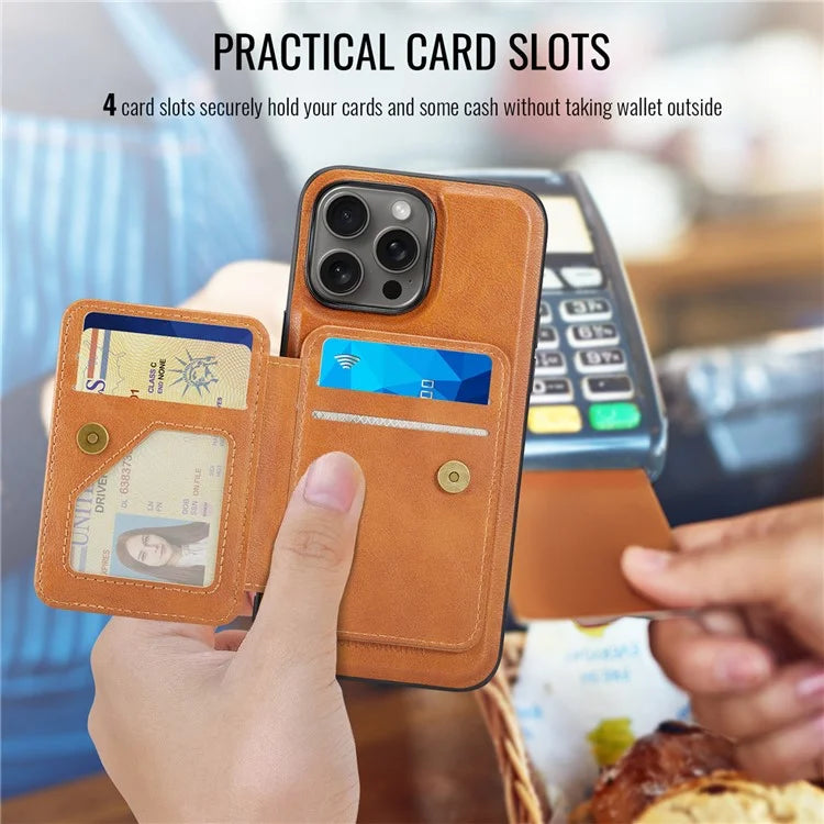 FIERRE SHANN 028 Style For iPhone 16 Pro Max Case Magnetic Detachable Card Slots Leather Back Cover