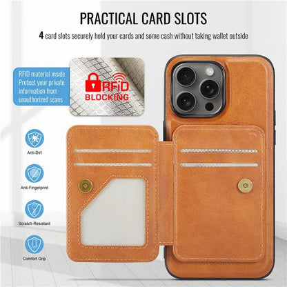 FIERRE SHANN 028 Style For iPhone 16 Pro Max Case Magnetic Detachable Card Slots Leather Back Cover