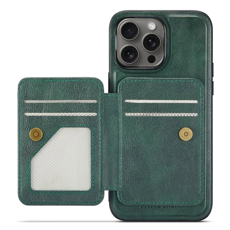 FIERRE SHANN 028 Style For iPhone 16 Pro Max Case Magnetic Detachable Card Slots Leather Back Cover