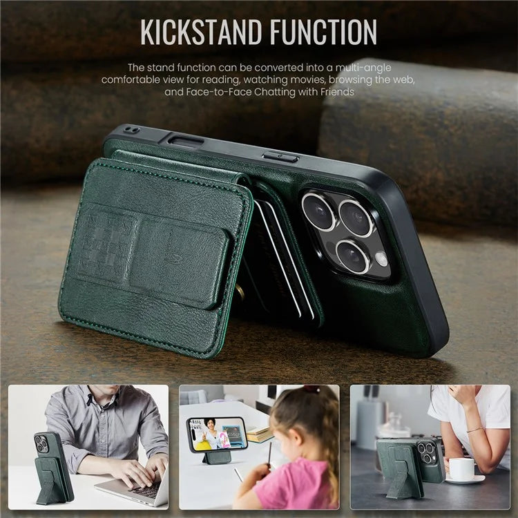 FIERRE SHANN 028 Style For iPhone 16 Pro Max Case Magnetic Detachable Card Slots Leather Back Cover