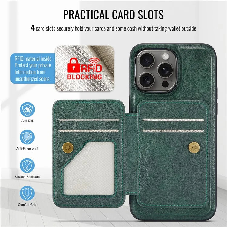 FIERRE SHANN 028 Style For iPhone 16 Pro Max Case Magnetic Detachable Card Slots Leather Back Cover