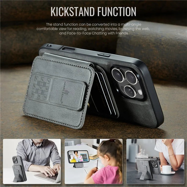 FIERRE SHANN 028 Style For iPhone 16 Pro Max Case Magnetic Detachable Card Slots Leather Back Cover
