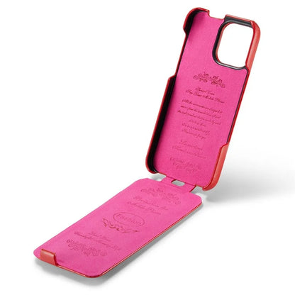For iPhone 16 Pro Max Case Vertical Flip Leather Crazy Horse Texture Phone Cover