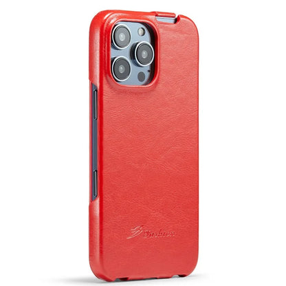 For iPhone 16 Pro Max Case Vertical Flip Leather Crazy Horse Texture Phone Cover