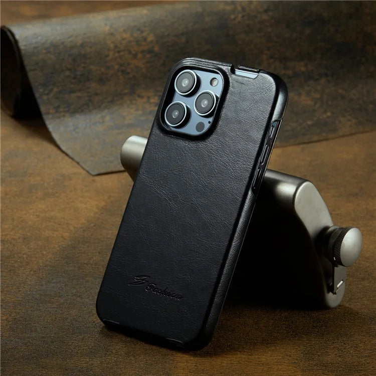 For iPhone 16 Pro Case Vertical Flip Leather Crazy Horse Texture Phone Cover
