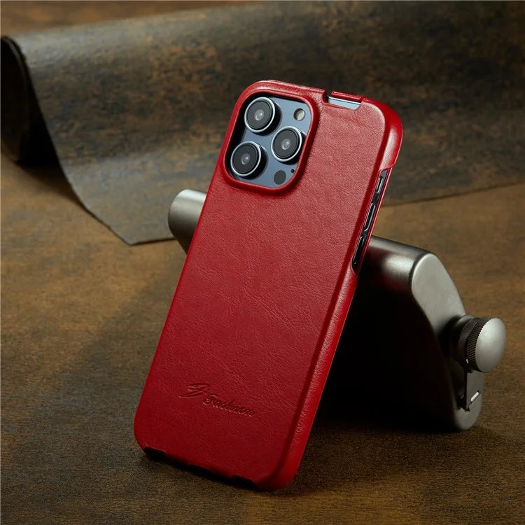 For iPhone 16 Pro Case Vertical Flip Leather Crazy Horse Texture Phone Cover