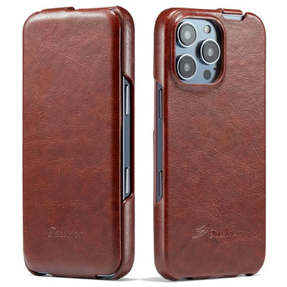 For iPhone 16 Pro Case Vertical Flip Leather Crazy Horse Texture Phone Cover