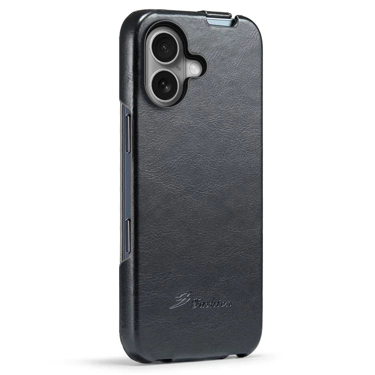 For iPhone 16 Case Vertical Flip Leather Crazy Horse Texture Phone Cover
