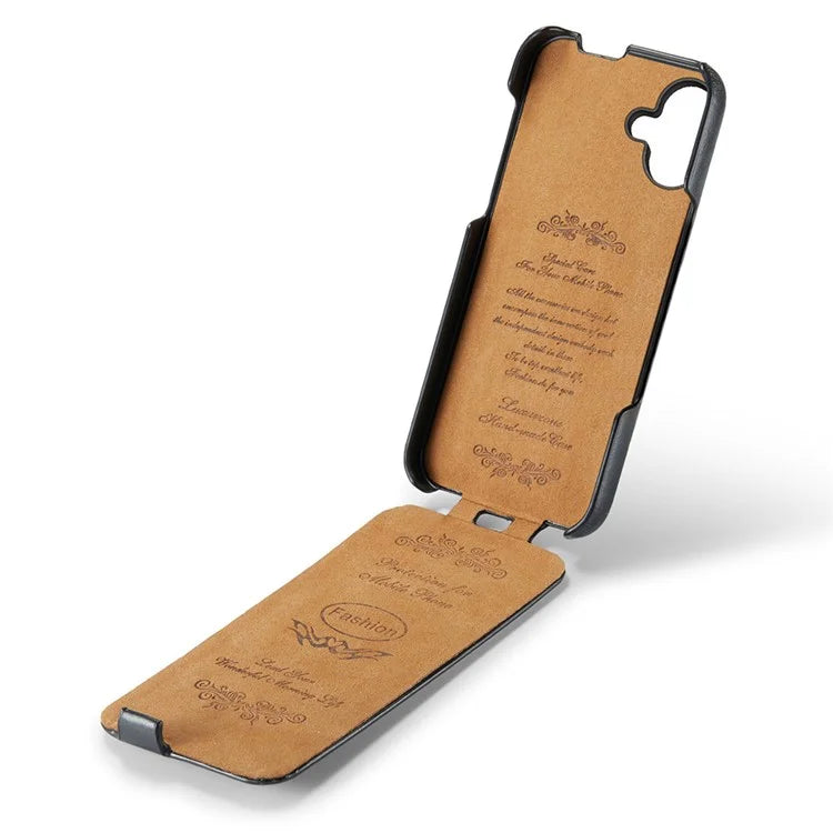 For iPhone 16 Case Vertical Flip Leather Crazy Horse Texture Phone Cover