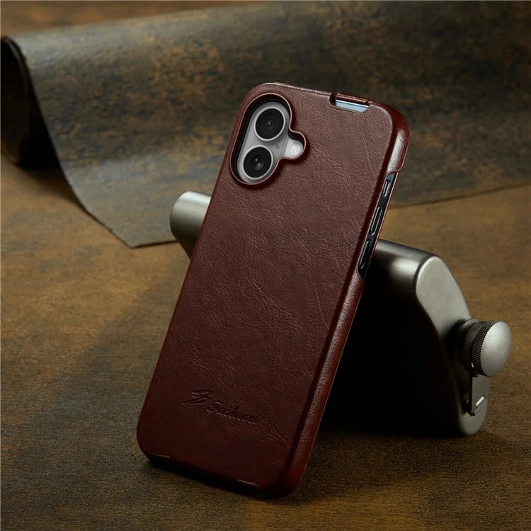 For iPhone 16 Case Vertical Flip Leather Crazy Horse Texture Phone Cover