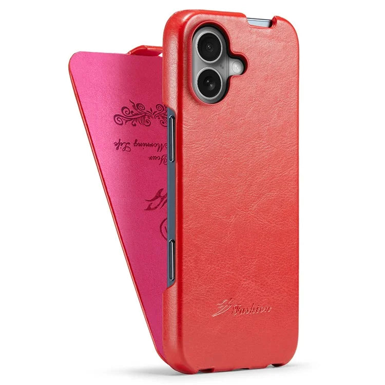 For iPhone 16 Case Vertical Flip Leather Crazy Horse Texture Phone Cover