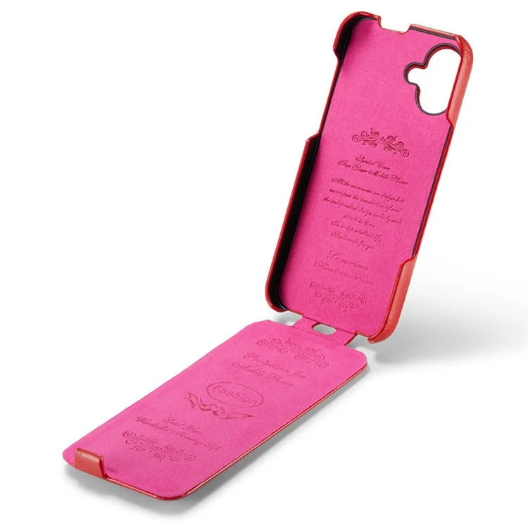For iPhone 16 Case Vertical Flip Leather Crazy Horse Texture Phone Cover
