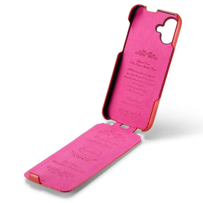 For iPhone 16 Case Vertical Flip Leather Crazy Horse Texture Phone Cover
