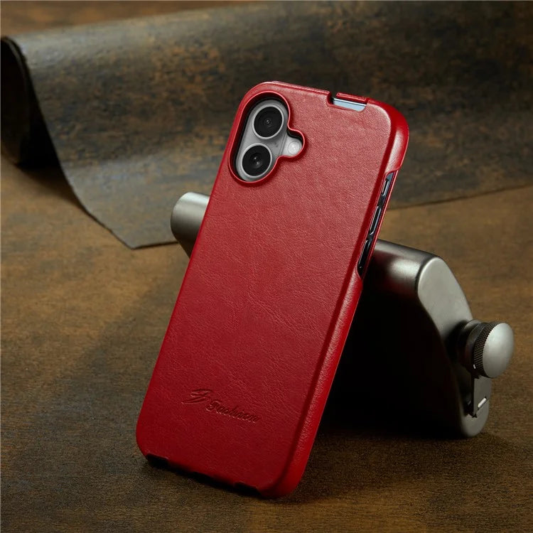 For iPhone 16 Case Vertical Flip Leather Crazy Horse Texture Phone Cover