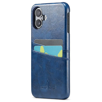 FIERRE SHANN For iPhone 16 Plus Case Waxy PU Leather+PC Card Holder Phone Cover