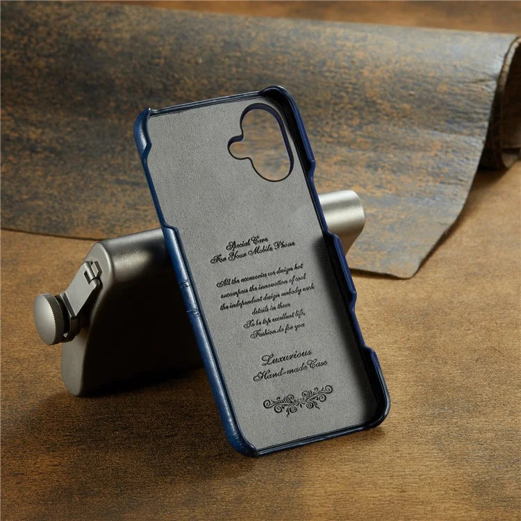 FIERRE SHANN For iPhone 16 Plus Case Waxy PU Leather+PC Card Holder Phone Cover
