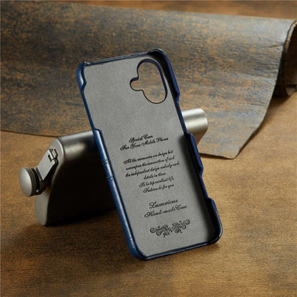 FIERRE SHANN For iPhone 16 Plus Case Waxy PU Leather+PC Card Holder Phone Cover