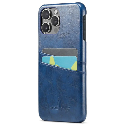 FIERRE SHANN For iPhone 16 Pro Case Waxy PU Leather+PC Card Holder Phone Cover