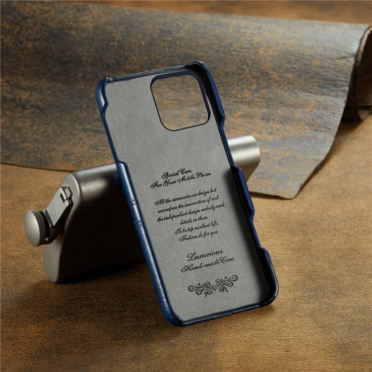 FIERRE SHANN For iPhone 16 Pro Case Waxy PU Leather+PC Card Holder Phone Cover