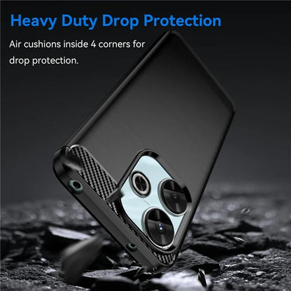 For Xiaomi Redmi 13 4G  /  13 5G  /  Poco M6 4G  /  Note 13R 5G  /  Poco M6 Plus 5G Case Carbon Fiber Texture TPU Brushed Phone Cover