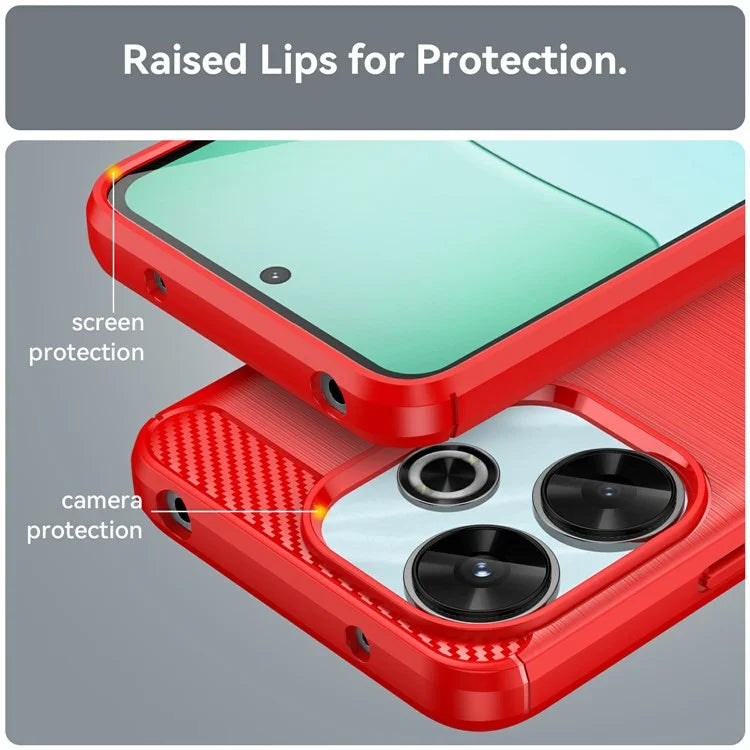 For Xiaomi Redmi 13 4G  /  13 5G  /  Poco M6 4G  /  Note 13R 5G  /  Poco M6 Plus 5G Case Carbon Fiber Texture TPU Brushed Phone Cover