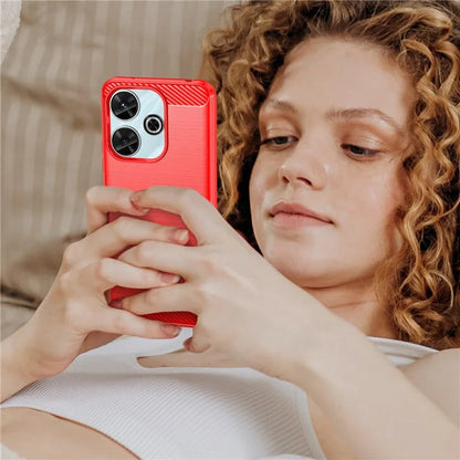 For Xiaomi Redmi 13 4G  /  13 5G  /  Poco M6 4G  /  Note 13R 5G  /  Poco M6 Plus 5G Case Carbon Fiber Texture TPU Brushed Phone Cover