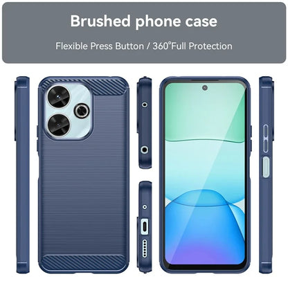 For Xiaomi Redmi 13 4G  /  13 5G  /  Poco M6 4G  /  Note 13R 5G  /  Poco M6 Plus 5G Case Carbon Fiber Texture TPU Brushed Phone Cover