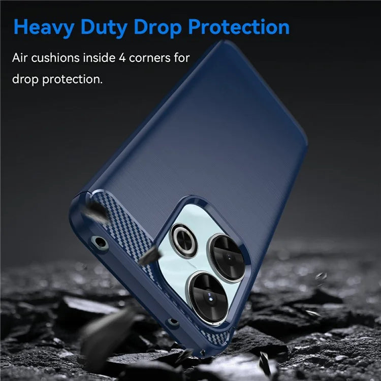 For Xiaomi Redmi 13 4G  /  13 5G  /  Poco M6 4G  /  Note 13R 5G  /  Poco M6 Plus 5G Case Carbon Fiber Texture TPU Brushed Phone Cover