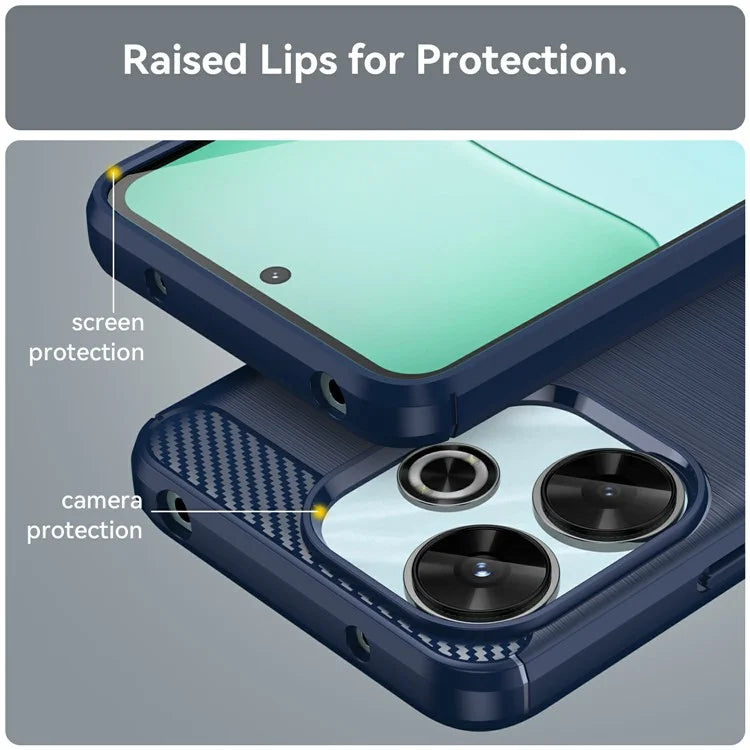 For Xiaomi Redmi 13 4G  /  13 5G  /  Poco M6 4G  /  Note 13R 5G  /  Poco M6 Plus 5G Case Carbon Fiber Texture TPU Brushed Phone Cover