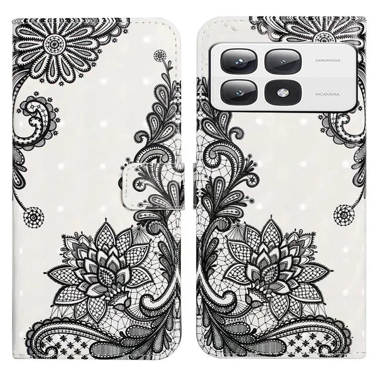 For Xiaomi 14T Pro Case 3D Creative Pattern PU Leather Stand Phone Cover