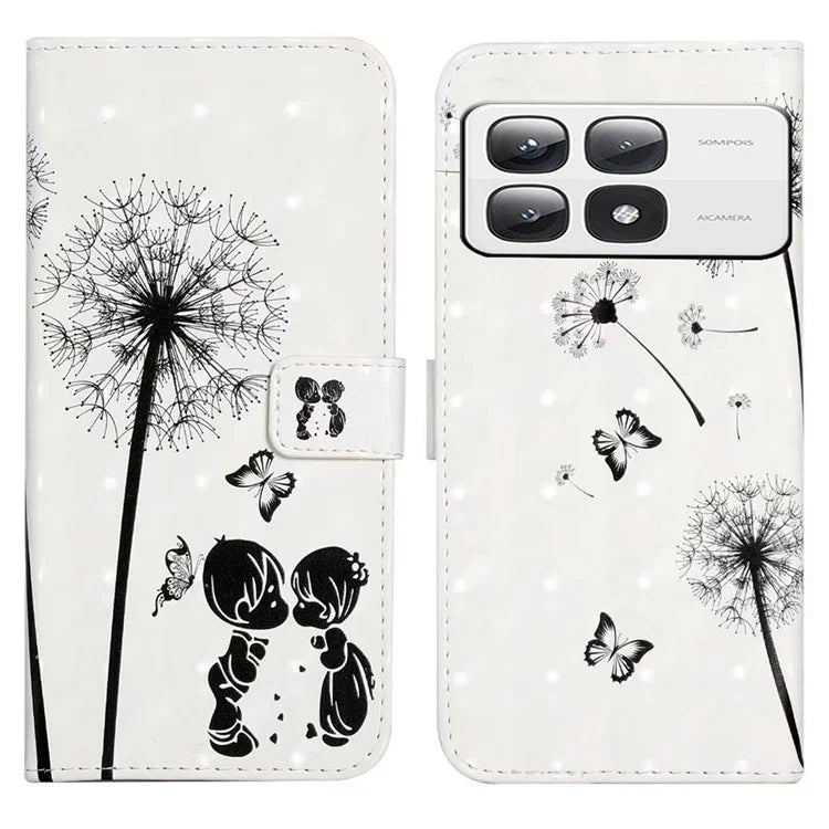For Xiaomi 14T Pro Case 3D Creative Pattern PU Leather Stand Phone Cover