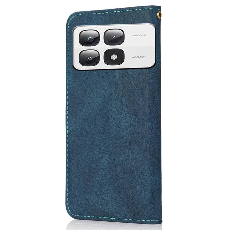 For Xiaomi 14T Pro Cover Color Splicing Wallet Stand Leather Phone Case with Wrist Strap