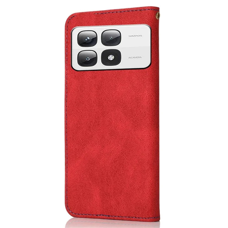For Xiaomi 14T Pro Cover Color Splicing Wallet Stand Leather Phone Case with Wrist Strap