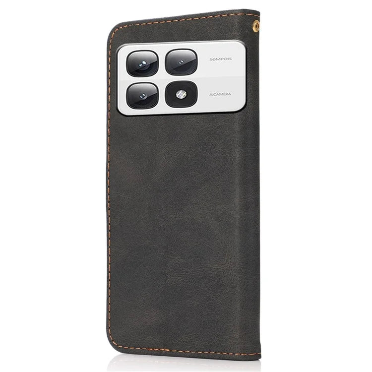 For Xiaomi 14T Pro Cover Color Splicing Wallet Stand Leather Phone Case with Wrist Strap