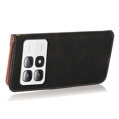 For Xiaomi 14T Pro Cover Color Splicing Wallet Stand Leather Phone Case with Wrist Strap