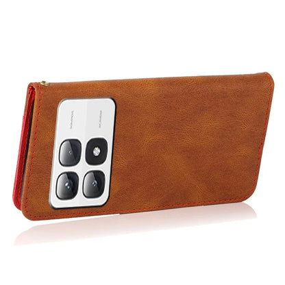 For Xiaomi 14T Pro Cover Color Splicing Wallet Stand Leather Phone Case with Wrist Strap