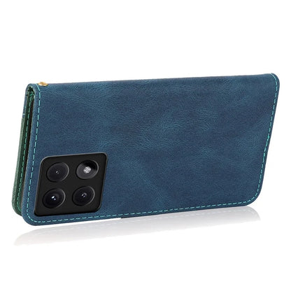 For Xiaomi 14T Cover Color Splicing Wallet Stand Leather Phone Case with Wrist Strap