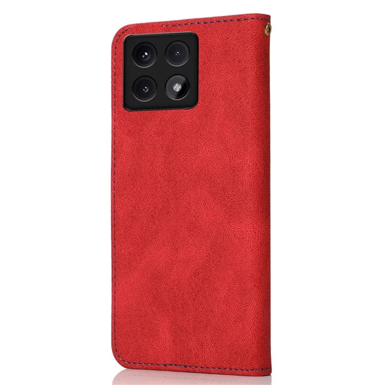 For Xiaomi 14T Cover Color Splicing Wallet Stand Leather Phone Case with Wrist Strap