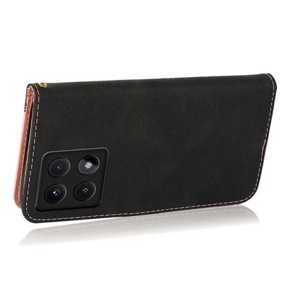 For Xiaomi 14T Cover Color Splicing Wallet Stand Leather Phone Case with Wrist Strap