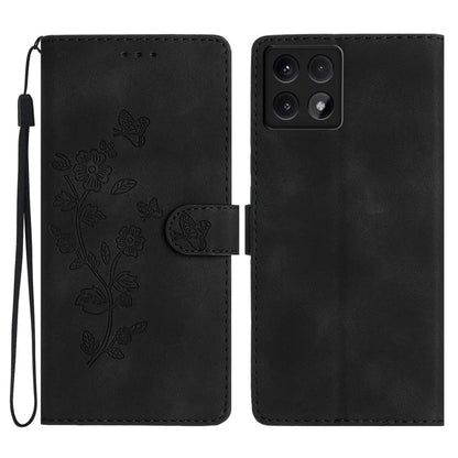 For Xiaomi 14T Case Leather Imprinted Flower Phone Cover Wallet with Wrist Strap