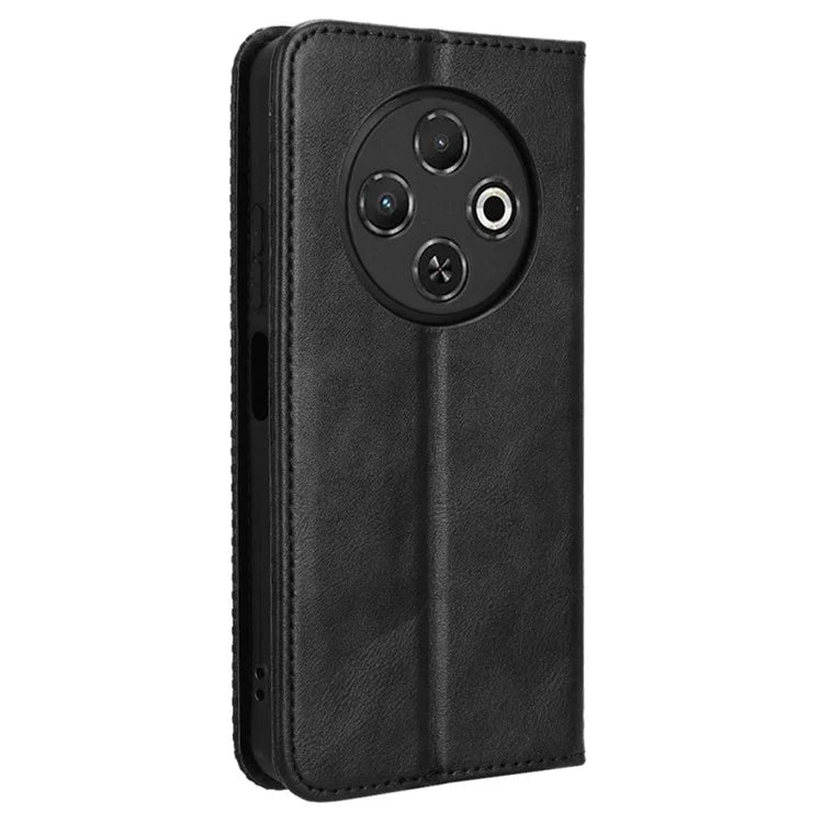 For TECNO Spark 30C kL5n Leather Case Wallet Stand Retro Texture Phone Cover