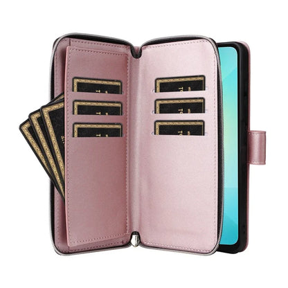 R20 For Samsung Galaxy A06 Case Zipper Pocket PU Leather Cover with 9 Card Slots