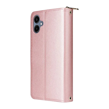 R20 For Samsung Galaxy A06 Case Zipper Pocket PU Leather Cover with 9 Card Slots