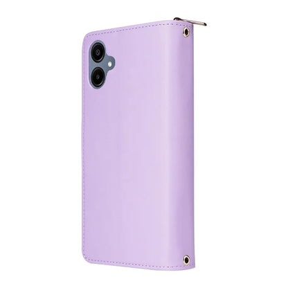 R20 For Samsung Galaxy A06 Case Zipper Pocket PU Leather Cover with 9 Card Slots