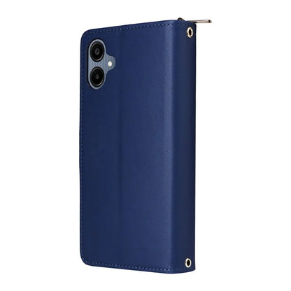 R20 For Samsung Galaxy A06 Case Zipper Pocket PU Leather Cover with 9 Card Slots